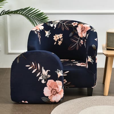 2-delige fauteuilhoes（zitting en stoel）, fauteuildeken, clubstoelhoes, bankhoes (Marineblauw)