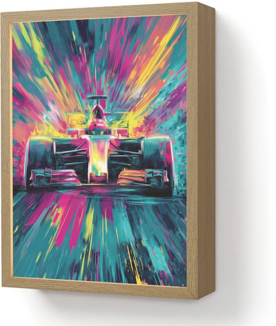Nachtlampje 30x40 cm - Kinder lamp - Raceauto - Abstract - Strepen - Blauw - Tafellamp kinderkamer draadloos - Slaapkamer lampje - Bedlamp kinderen - Kinderlampje - Wandlamp babykamer - Nachtlampjes