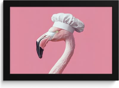 Fotolijst inclusief poster - Posterlijst 30x20 cm - Posters - Flamingo - Roze - Koksmuts - Vogel - Foto in lijst - Keuken decoratie muur - Wanddecoratie accessoires - Muurdecoratie - Schilderijen