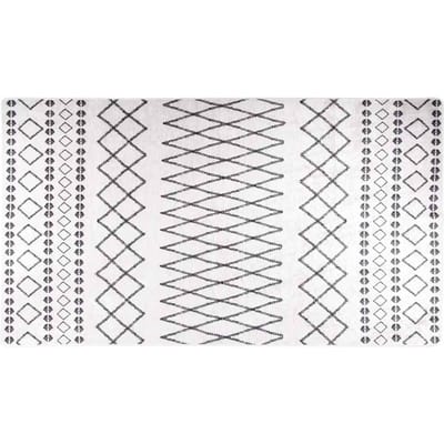 vidaXL - Vloerkleed - wasbaar - 190x300 - cm - zwart - en - wit