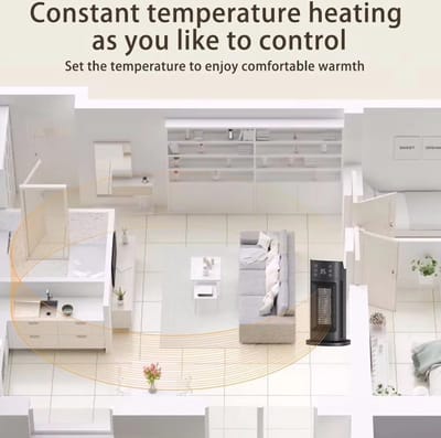 Draagbare Elektrische Kachel met Thermostaat en Afstandsbediening - 2000W Ruimteverwarming met Digitale Weergave en Draaibare Functionaliteit