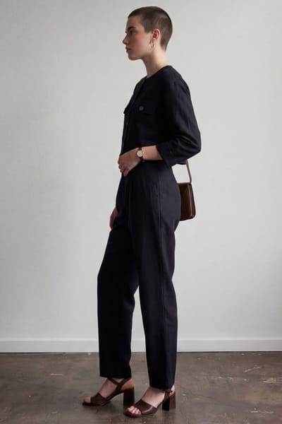 Ronde Hals Knopjes Pocket Twee-Delige Set