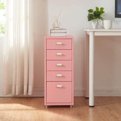 Kantoorkast Kökar ladekast op wielen 69x28x41 cm roze [en.casa]