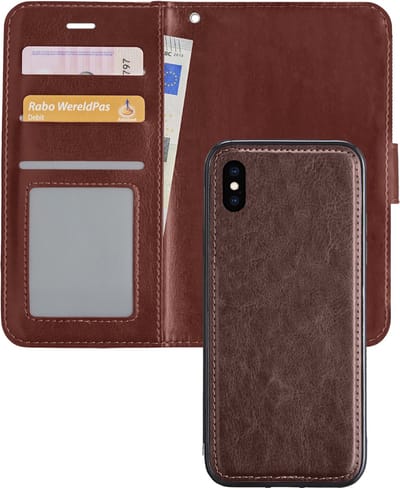 Hoesje - 2 in 1 - Geschikt voor Apple iPhone X - Met Uitneembare Hard Cover - Kunstleer - Bookcase - Wallet Case - Met Pasjeshouder - Book Case - Uitneembaar - Pashouder - Telefoonhoes - Bruin