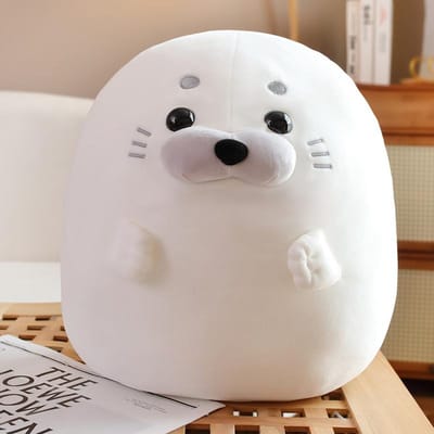 Zachte Zeh Knuffel Wit Blauw Rond Kussen Kawaii Knuffel Zeh Speelgoed Schattig Dier Kussen voor Kinderkamer Decoratie 40cm wit