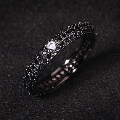 Kleurrijke zirkonia zwartgouden ring voor dames, volledig zirkonia, bruiloftsfeest, verloving, hoogwaardige sieraden ring cadeau 6 black