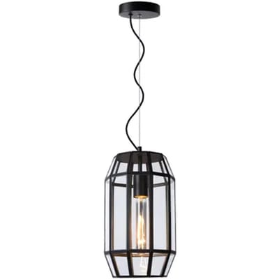 Lucide Hanglamp Fern - Zwart - Diam. 20cm - E27 - Hoogwaardig Glas