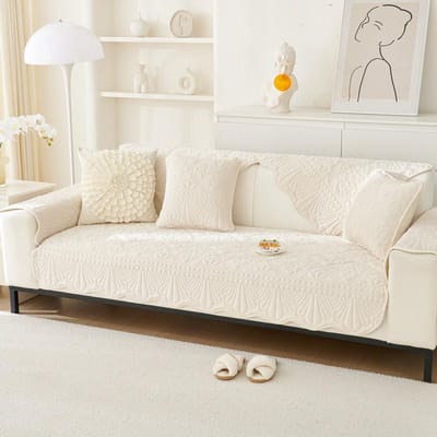 Melkfluweel Bankkussen Antislip Crème Stijl Verdikt Winterkussen Beige Stoffen Bankovertrek 70*70cm