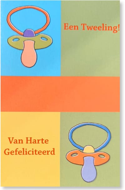Een Tweeling Van Harte Gefeliciteerd - Geboortekaartje Wenskaart - 12 x 17 cm - gevouwen kaart Inclusief envelop