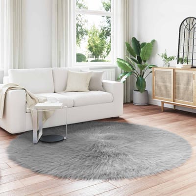vidaXL - Tapijt - van - imitatie - schapenvacht - TAFALLA - Grijs - Ø - 160 - cm