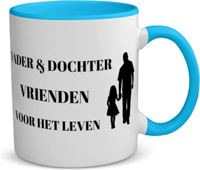 Akyol - vader en dochter vrienden voor het leven koffiemok - theemok - blauw - Vriend - vader/dochter - vader cadeautjes - vaderdag - verjaardag - geschenk - kado - vader artikelen - dochter artikelen - dochter verjaardag - 350 ML inhoud