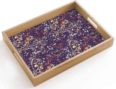 Dienblad hout 40x30 cm - Schootdienblad - Spat - Abstract - Stippen - Borrelplank rechthoek - Plateau dienbladen