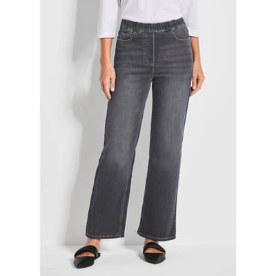 Jeans VERA met elastische tailleband en wijde pijpen - grijs - Gr. 38 van Goldner Fashion