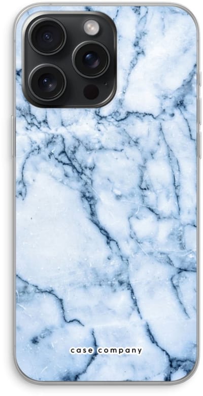 Case Company® - Hoesje geschikt voor iPhone 15 Pro Max hoesje - Blauw marmer - Soft Cover Telefoonhoesje - Bescherming aan alle Kanten en Schermrand