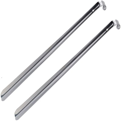 Urban Living Schoenlepel - 2x - lang - zilver - metaal - 51 cm - schoentrekker