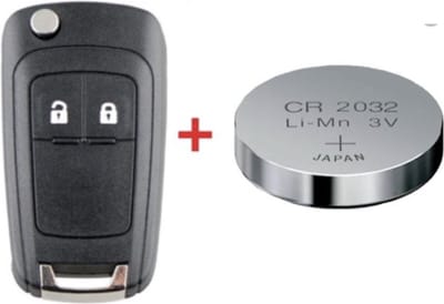 Sleutel Geschikt Voor Opel - Sleutel 2 Knoppen - Klapsleutel +Batterij CR2032 - Sleutel Behuizing - Opel Astra Corsa Zafira Insignia Adam Cascada - Zwart