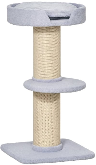 Merax krabpaal kat – 91 cm speelboom – Sisal krabstam met platforms en zacht kussen – Kattenmeubel voor middelgrote katten – Hellblauw – 45x45x91 cm
