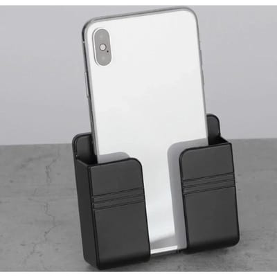 Wandgemonteerde mobiele telefoonhouder, zelfklevende mobiele telefoonhouder voor slaapkamers, woonkamers, badkamers, keukens en kantoren zwart