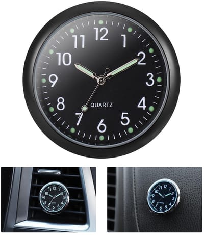 Dailygoods - Dailygoody - Auto Klok - Quartz Analoge Klok voor Dashboard - Compact en Elegant - Ideaal voor Auto en Thuis - Decoratie Klok - 4 x 4 cm