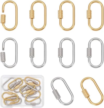 Vergrendelbare Karabijnhaken - Schroefsluitingen Clips - Sieraden Maken - Veilig Schroefdraad - 12 Stuks - 2 Kleuren