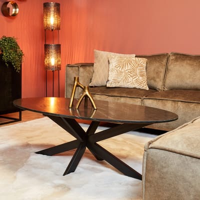 StarFurn Salontafel Faye - Ovaal Zwart Marmer - 130x70x46cm