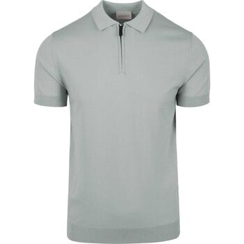 Suitable Knitted Half Zip Polo Dusty Grey - Maat XXL - Heren - Polo shirt Heren met Korte mouw