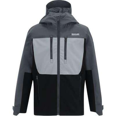 Regatta Kinderen Highton Monochrome Waterdichte Jas (Zegelgrijs/Bewolkt Grijs/Zwart)