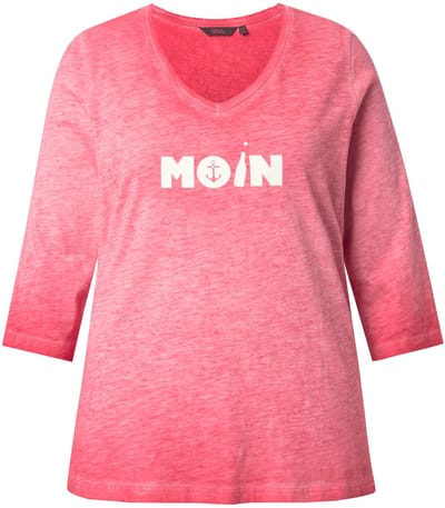 Ulla Popken - Dames - Shirt moin V-hals 3/4-mouw - Lychee - Maat 42+