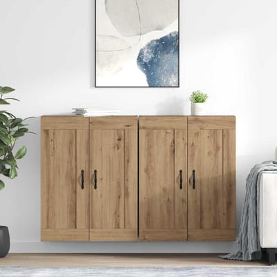 vidaXL - Wandkast - 2 - st - Artisan - Eiken - 69,5 - x - 34 - x - 90 - cm - Bewerkt - hout