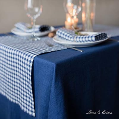Linnen en Katoen Tafelkleed in Diverse Kleuren - 100% Linnen, Donkerblauw (140 x 200cm) Wasbaar Tafelkleed voor Keuken, Diner, of Dagelijks Gebruik