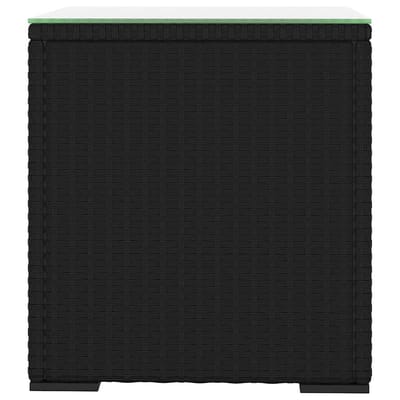 vidaXL - Bijzettafel - 40x37x40,5 - cm - poly - rattan - en - gehard - glas - zwart