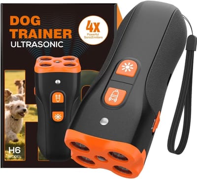 Anti-blaf Apparaat voor honden, 4X Ultrasoon Hondenverjager met LED, Honden Anti-Blaasapparaat Oplaadbare Draagbare Hondentrainer voor kleine grote honden, bereik 50ft voor rustige wandelingen en een vredig huis (Orange)