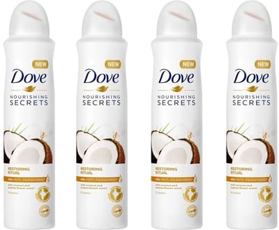 Dove Deo Spray XL – Restoring Ritual Coconut & Jasmine - Voordeelverpakking 4 x 250 ml