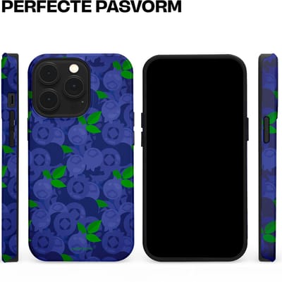 Casetastic hoesje geschikt voor Apple iPhone 13 Pro - MagSafe - Dubbellaagse bescherming - Berrytastic Blauwe Blueberry Bessen - Fashion Case - Donkerblauw Groen