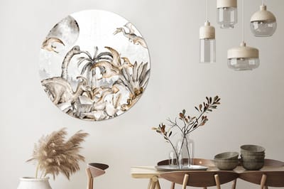 WallCircle® Wandcirkel 120x120 cm - Muurcirkel Dino - Jungle - Natuur - Dieren - Kinderen - Kids - Muurdecoratie woonkamer - Wanddecoratie slaapkamer - Kamer decoratie accessoires - Ronde schilderijen XXL