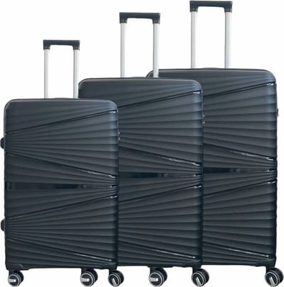 Luxe Kofferset 3-delig - MOS© - Zwart Reiskoffers - Dubbele wielen - silicone - 100% Polypropyleen
