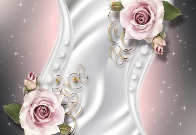 Fotobehang Flowers Rosen Pattern Spheres Abstract | XL - 208cm x 146cm | 130g/m2 Vlies