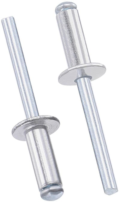 Dailygoods - TOP-VIGOR 50 stuks aluminium blindklinknagels 6 mm x 16 mm, popklinknagels voor metaal met doorn, open uiteinde platte klinknagels voor doe-het-zelf, meubels en algemene bevestiging