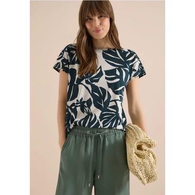 Shirt met boothals en print