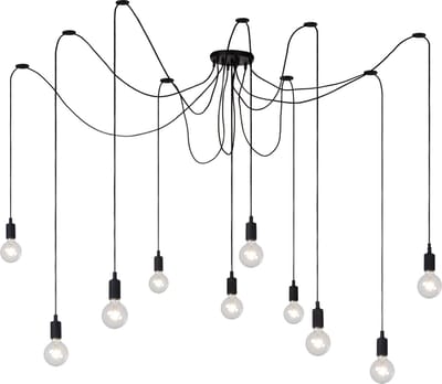 Lucide FIX - Hanglamp - 10xE27 - Geschikt voor vide en hoge plafonds - Zwart