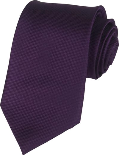 Fako Fashion - Stropdas - Fijne Ruit - Satijn - 8cm - 145cm - Donkerpaars