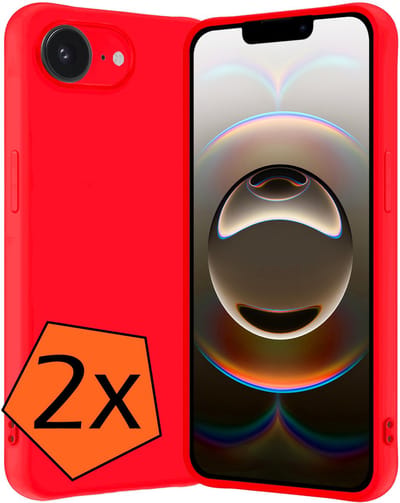 Hoes - 2 Stuks - Geschikt voor Apple iPhone 16e - Sterk & Shockproof - Case Siliconen - Back Cover - Telefoon Hoes - Rood