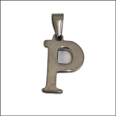 Aramat Jewels | Hangers | RVS Initiaal Hanger Letter Zilverkleur - Gepersonaliseerde Bedel | P | |17mm | Staal | Volwassenen | Verkleurd niet