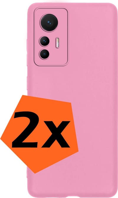 Hoes - 2 Stuks - Geschikt voor Xiaomi 12 Lite - Sterk & Shockproof - Case Siliconen - Back Cover - Telefoon Hoes - Lichtroze