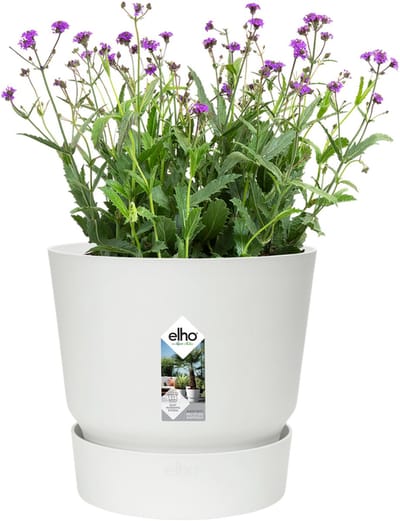 Elho Greenville Rond 20 - Bloempot voor Buiten met Waterreservoir - 100% Gerecycled Plastic - Ø 19.5 x H 18.4 cm - Wit