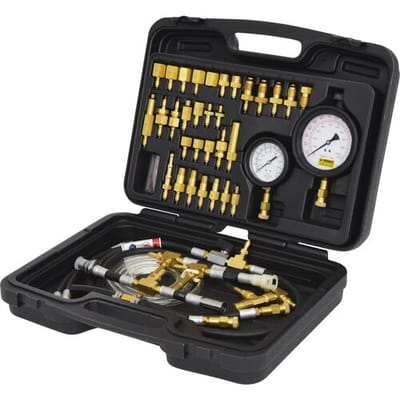 KS Tools 150.2325 master brandstofinjectiesysteem-druktestapparaat-set voor benzinemotoren, 42-delig