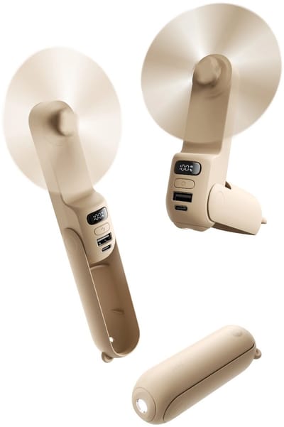 Lifero Handventilator - Draagbare Ventilator - Reis Ventilatoren 3-in-1 - Powerbank - LED-zaklamp - Verkoelende Waaien - Hand Fan