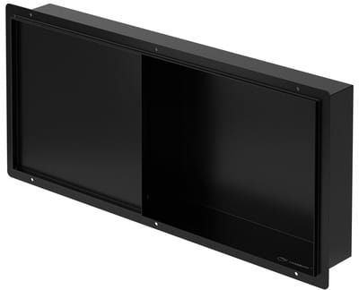 Wand nis douche met betegelbare deur 25,5x55,5 cm zwart roestvrij staal randloze douche nis douchebak LuxeBath