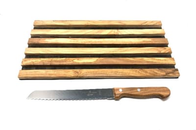 D.O.M. Olijfhouten Broodsnijplank DESIGN – Antibacterieel en Hittebestendige Broodplank, 40 x 25 cm