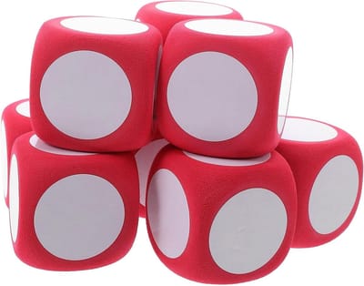 Schrijfbare Schuim Dobbelstenen - Educatieve Cijfers - Wiskundelessen Spelletjes - Herbruikbaar Uitwisbaar - 8 Stuks 6cm - Rood